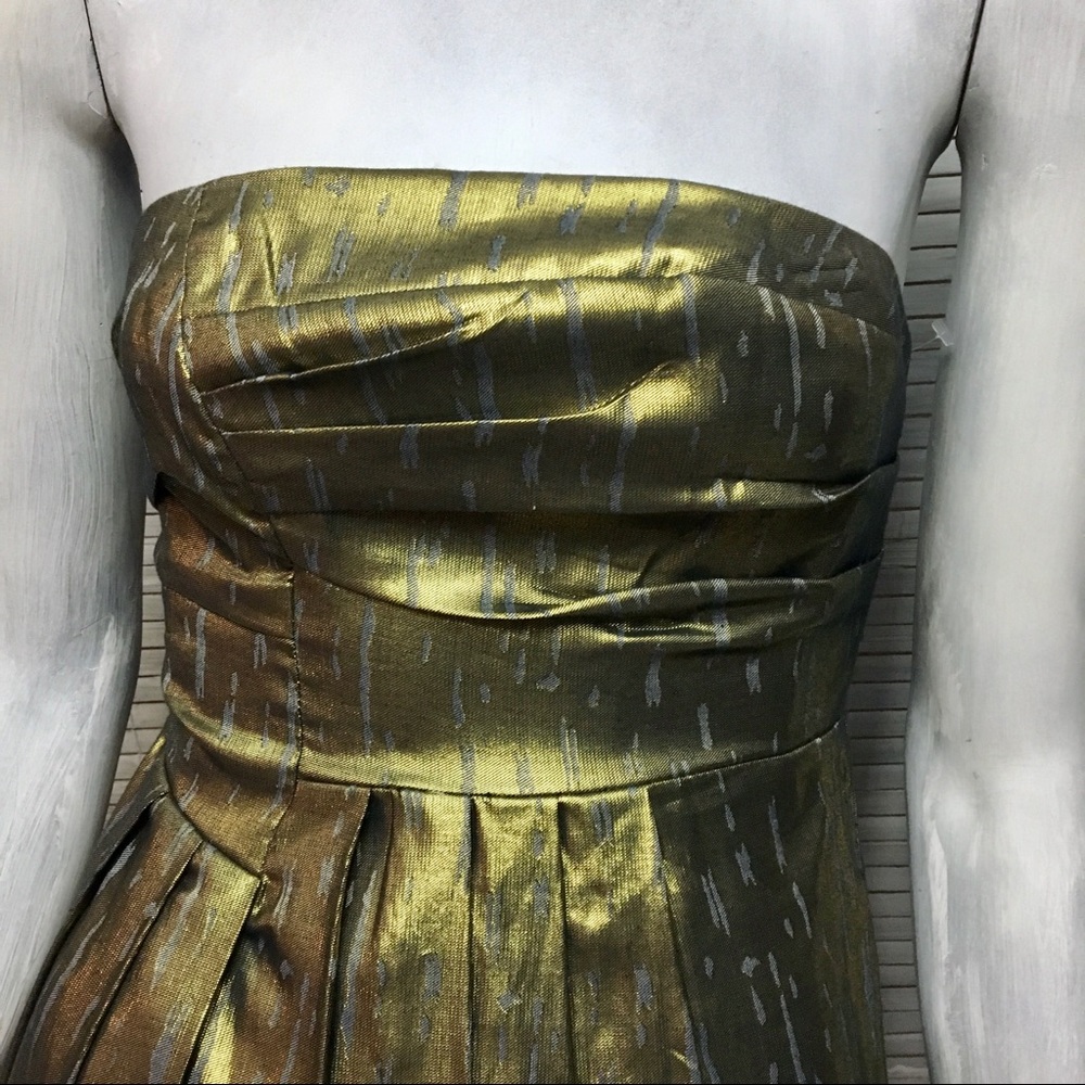 Bcbgeneration Gold Strapless Pleated Mini Dress - image 4